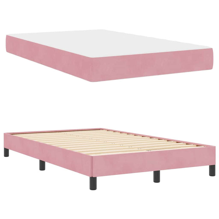 Pat cu arcuri cu saltea Roz 120 x 210 cm țesătură WALTI