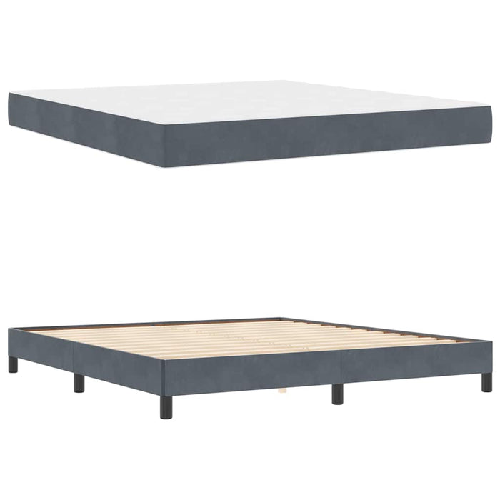 Pat cu arcuri cu saltea Gri închis 180 x 210 cm țesătură - WALTI WALTI