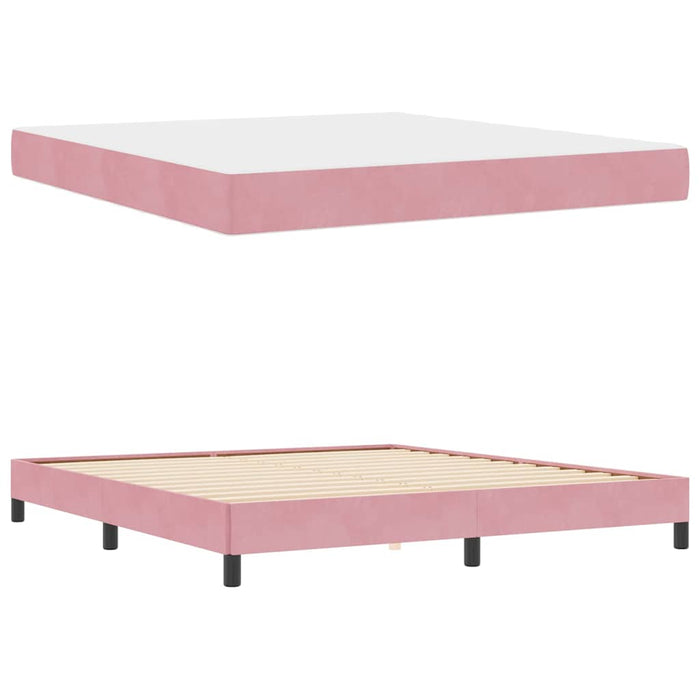 Pat cu arcuri cu saltea Roz 180 x 210 cm țesătură - WALTI WALTI