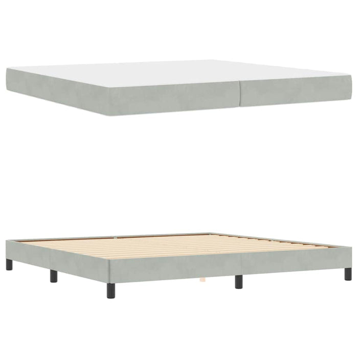 Pat cu arcuri cu saltea Gri deschis 200 x 210 cm țesătură WALTI