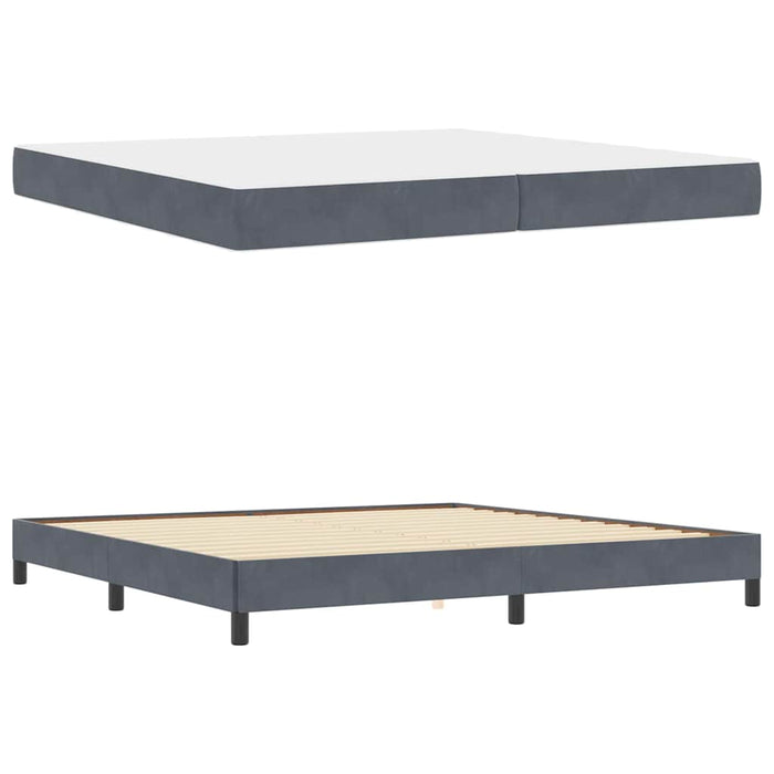 Pat cu arcuri cu saltea Gri închis 200 x 210 cm țesătură WALTI