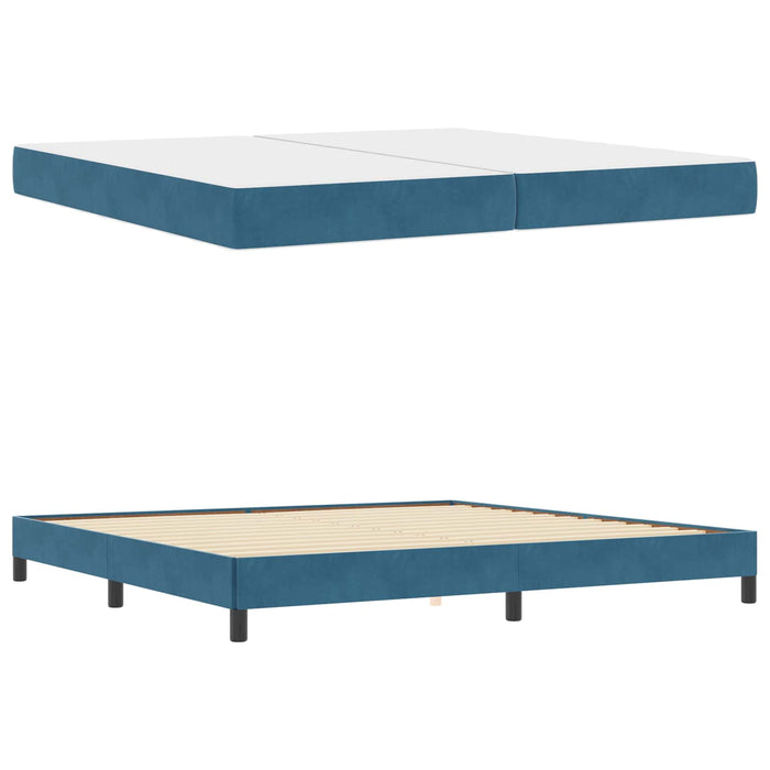 Pat cu arcuri cu saltea Albastru închis 200 x 210 cm țesătură WALTI