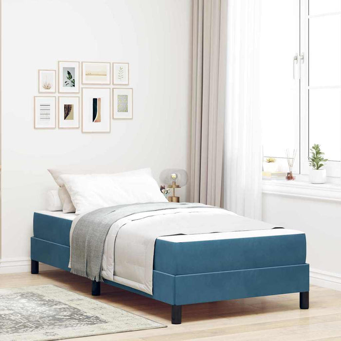 Pat cu arcuri cu saltea Albastru închis 90 x 220 cm țesătură WALTI