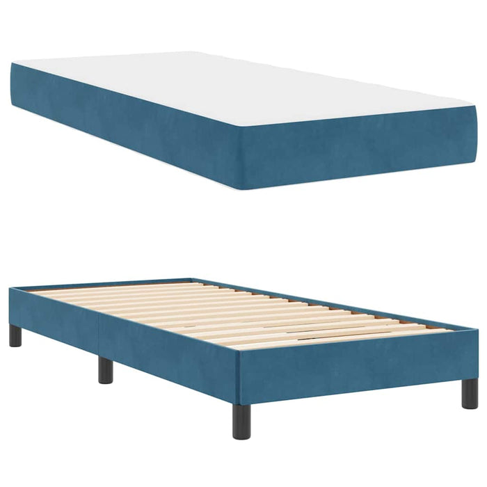 Pat cu arcuri cu saltea Albastru închis 90 x 220 cm țesătură WALTI