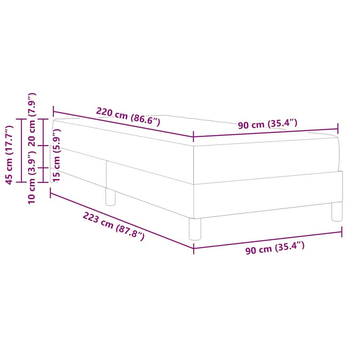 Pat cu arcuri cu saltea Albastru închis 90 x 220 cm țesătură WALTI