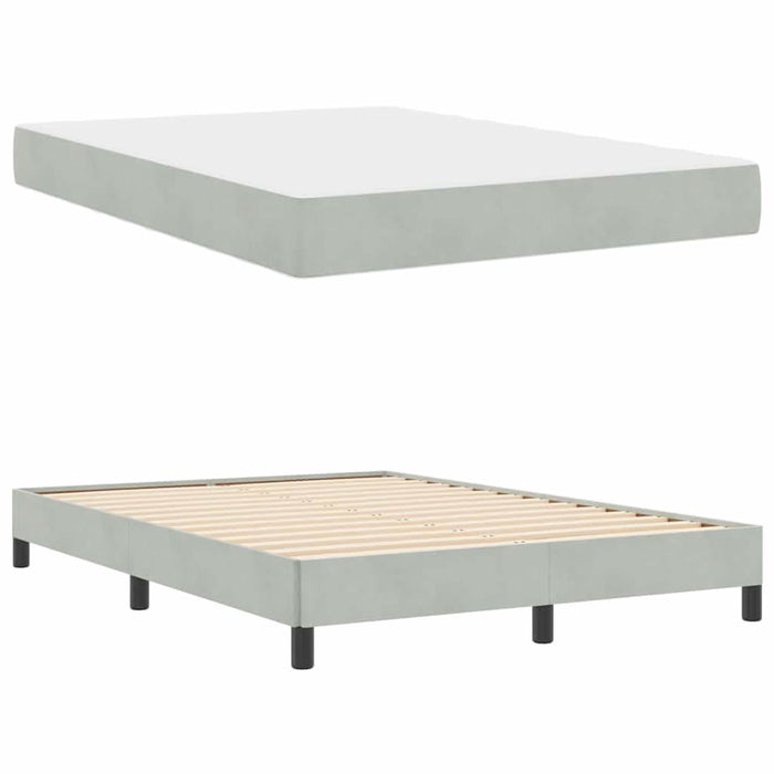 Pat cu arcuri cu saltea Gri deschis 140 x 220 cm țesătură - WALTI WALTI