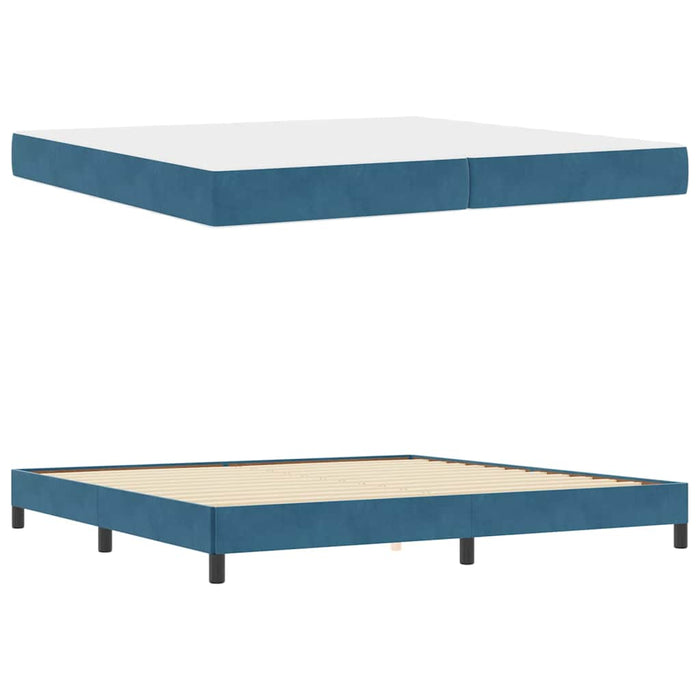 Pat cu arcuri cu saltea Albastru închis 200 x 220 cm țesătură - WALTI WALTI