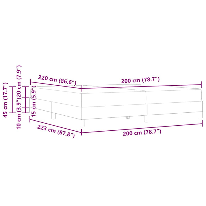 Pat cu arcuri cu saltea Albastru închis 200 x 220 cm țesătură - WALTI WALTI