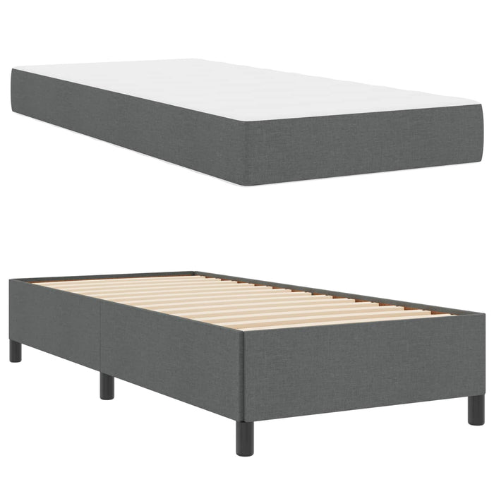 Pat cu arcuri cu saltea Gri închis 90 x 190 cm țesătură - WALTI WALTI
