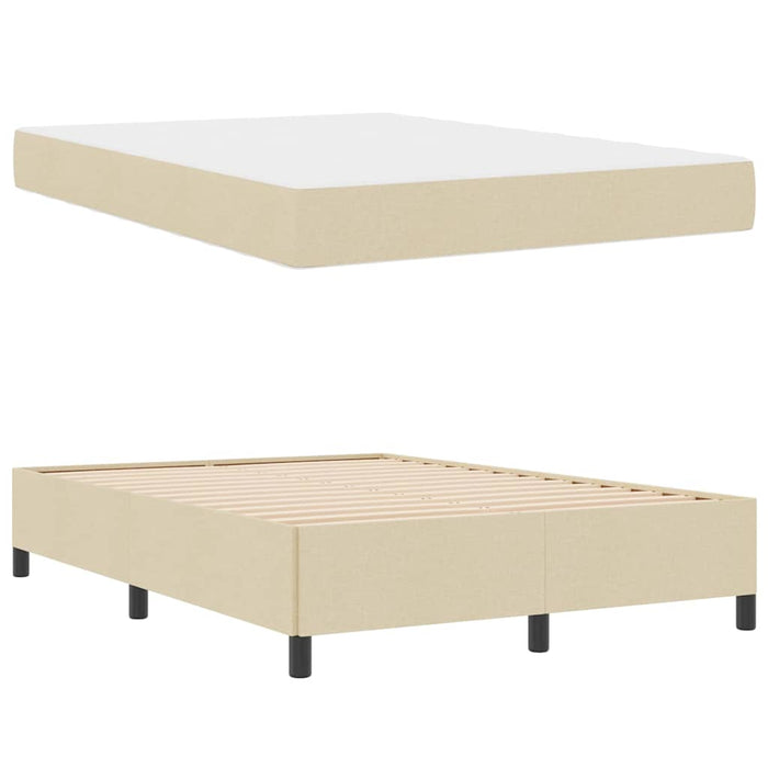 Pat cu arcuri cu saltea Crem 140 x 190 cm țesătură - WALTI WALTI