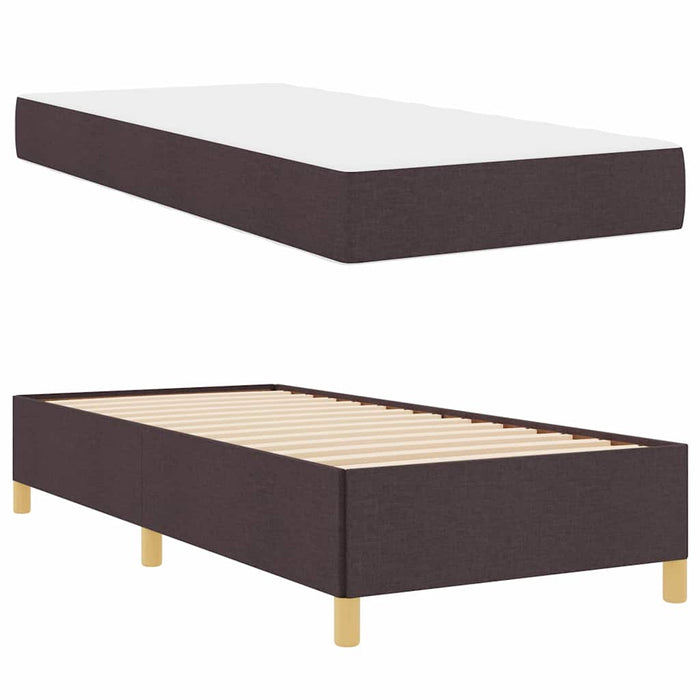 Pat cu arcuri cu saltea Alb și Maro închis 90 x 190 cm țesătură - WALTI WALTI