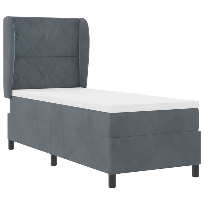 Pat cu arcuri cu headboard Gri închis 200 x 80 cm Catifea WALTI