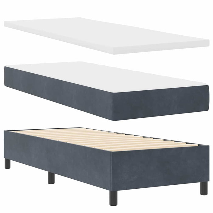 Pat cu arcuri cu headboard Gri închis 200 x 80 cm Catifea WALTI