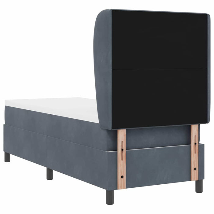 Pat cu arcuri cu headboard Gri închis 200 x 80 cm Catifea WALTI