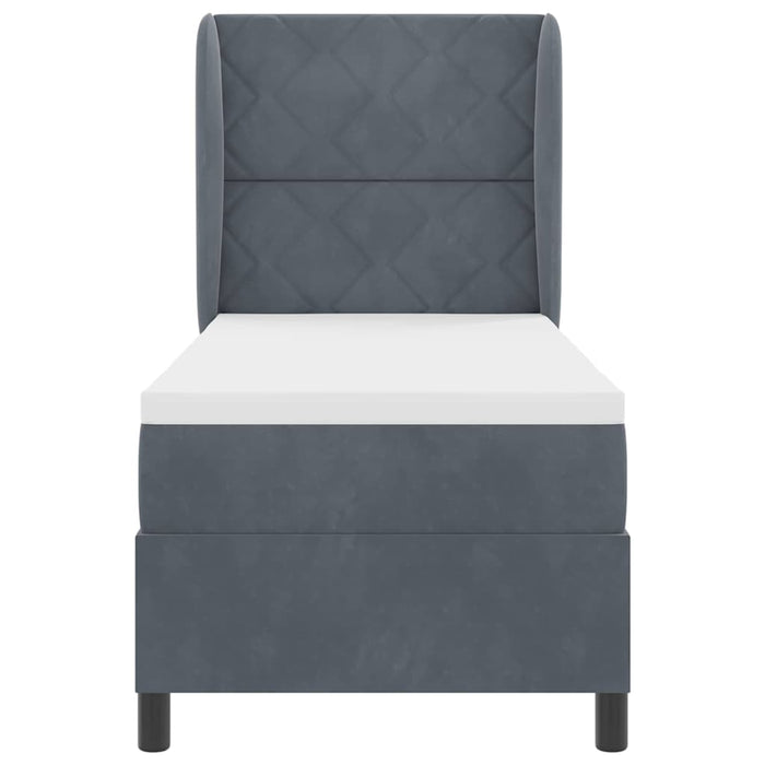 Pat cu arcuri cu headboard Gri închis 200 x 80 cm Catifea WALTI