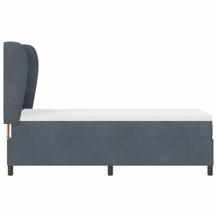 Pat cu arcuri cu headboard Gri închis 200 x 80 cm Catifea WALTI