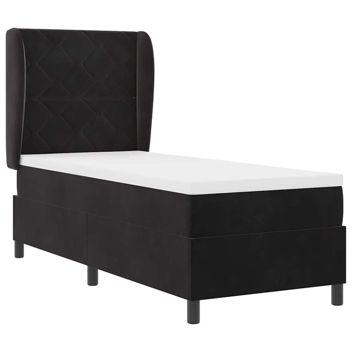 Pat cu arcuri cu headboard Manual Negru 200 x 80 cm Catifea WALTI