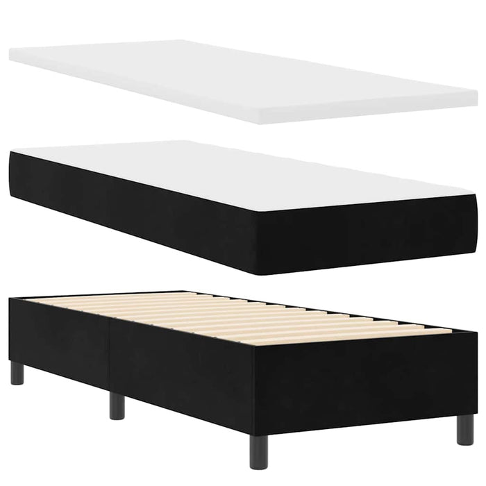 Pat cu arcuri cu headboard Manual Negru 200 x 80 cm Catifea WALTI