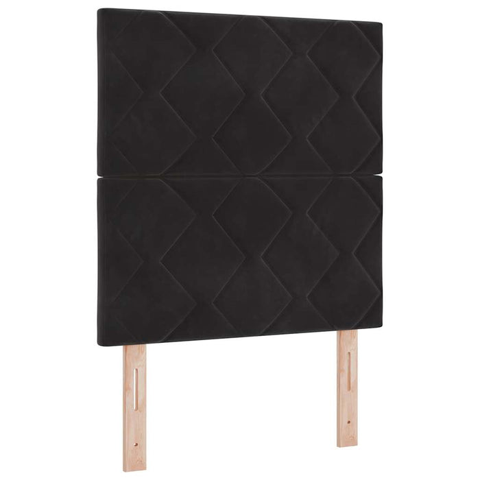 Pat cu arcuri cu headboard Manual Negru 200 x 80 cm Catifea WALTI