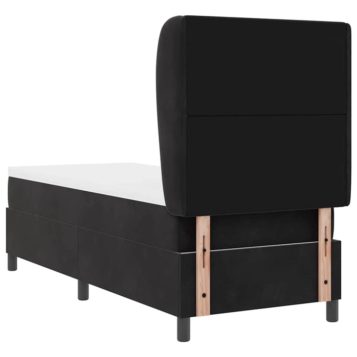 Pat cu arcuri cu headboard Manual Negru 200 x 80 cm Catifea WALTI