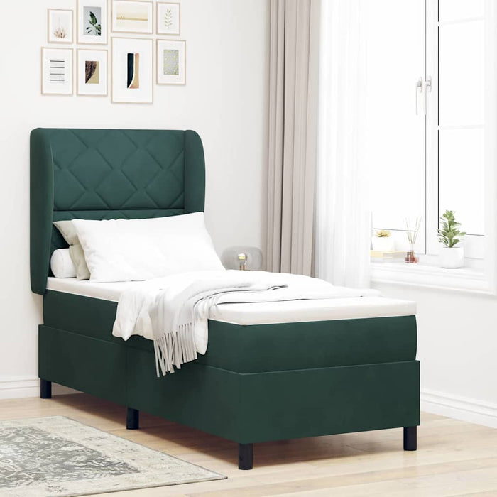 Pat cu arcuri cu headboard Verde închis 200 x 80 cm Catifea WALTI