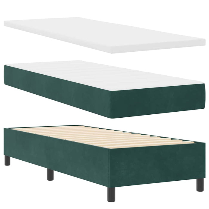 Pat cu arcuri cu headboard Verde închis 200 x 80 cm Catifea WALTI
