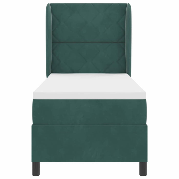 Pat cu arcuri cu headboard Verde închis 200 x 80 cm Catifea WALTI