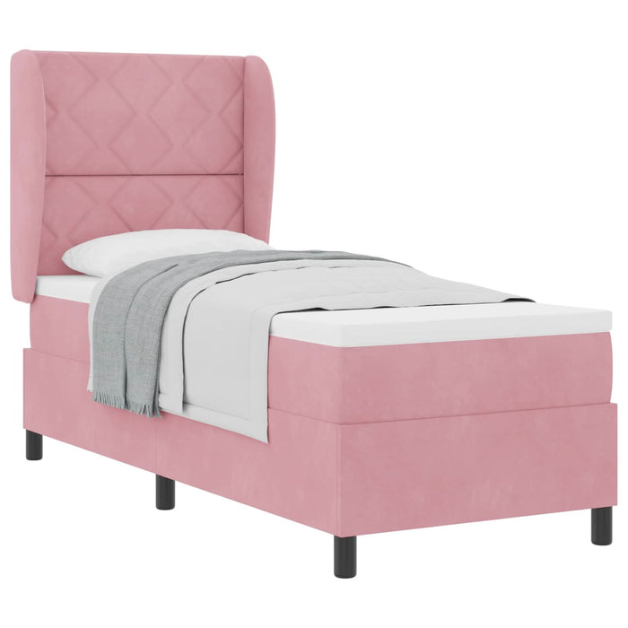 Pat cu arcuri cu saltea cu headboard Roz 200 x 80 cm Poliester - WALTI WALTI