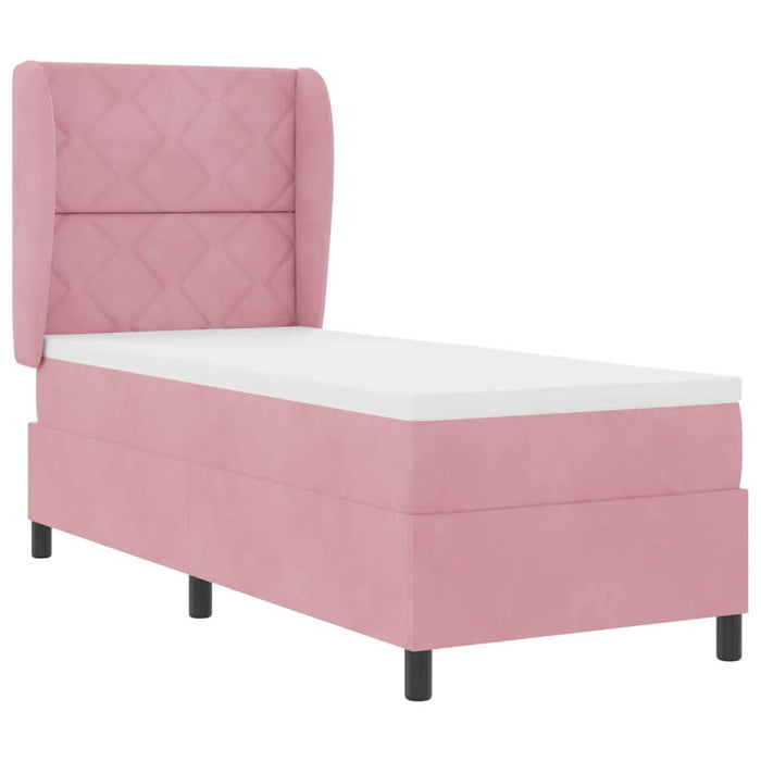 Pat cu arcuri cu saltea cu headboard Roz 200 x 80 cm Poliester - WALTI WALTI