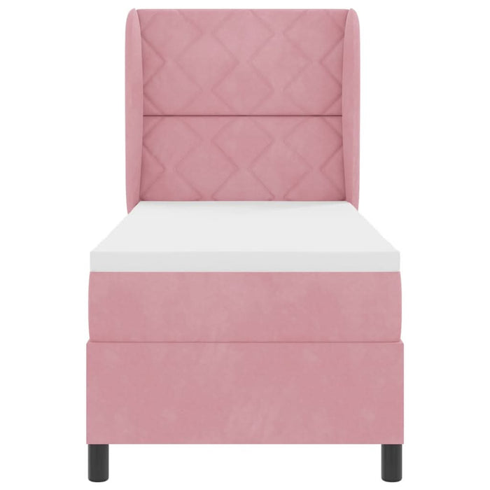 Pat cu arcuri cu saltea cu headboard Roz 200 x 80 cm Poliester - WALTI WALTI