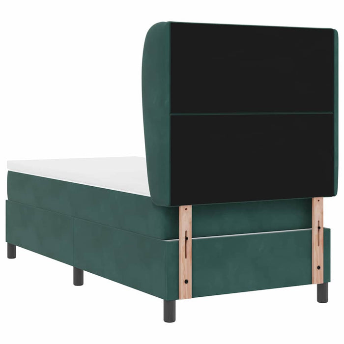 Pat cu arcuri cu headboard Verde închis 190 x 90 cm Catifea WALTI