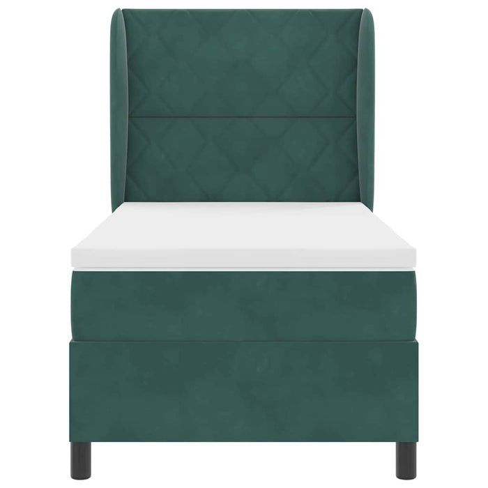 Pat cu arcuri cu headboard Verde închis 190 x 90 cm Catifea WALTI