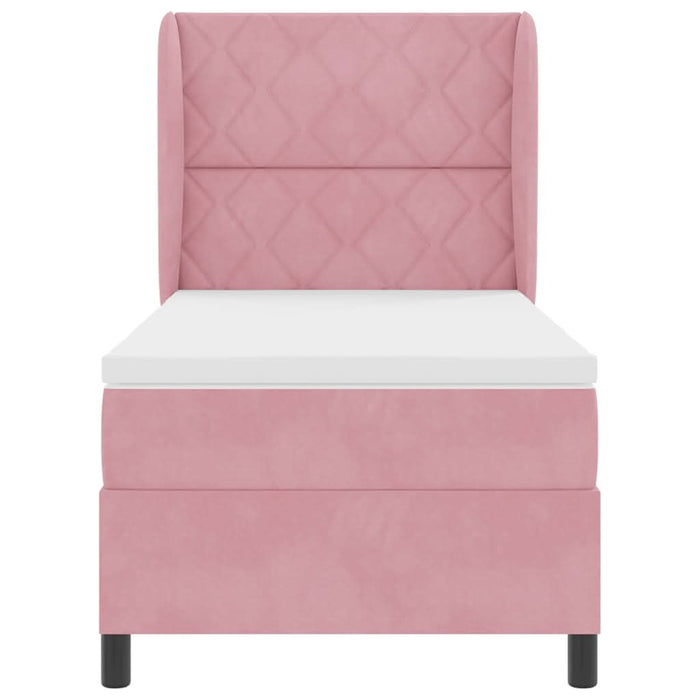Pat cu arcuri cu saltea cu headboard Roz 200 x 90 cm Poliester - WALTI WALTI