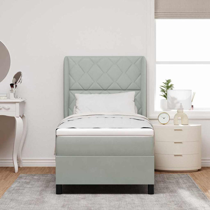 Pat cu arcuri cu headboard Gri deschis 200 x 100 cm Catifea - WALTI WALTI