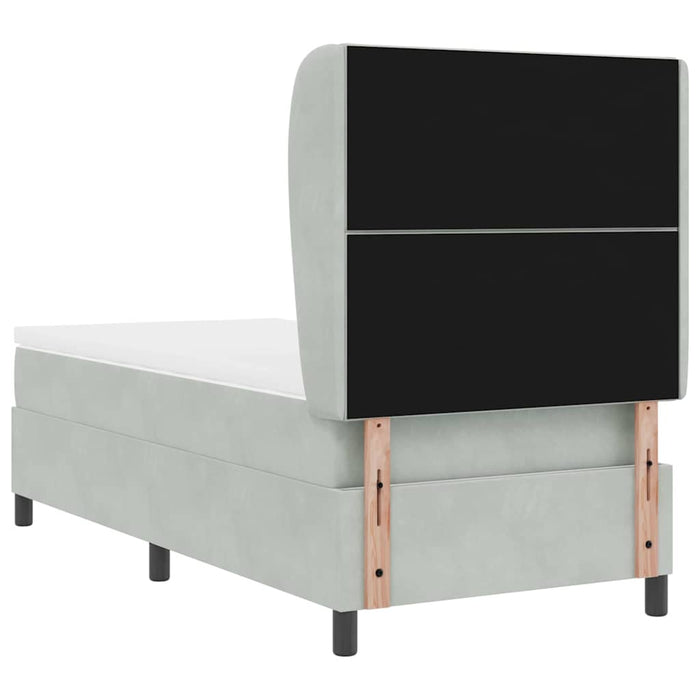 Pat cu arcuri cu headboard Gri deschis 200 x 100 cm Catifea - WALTI WALTI