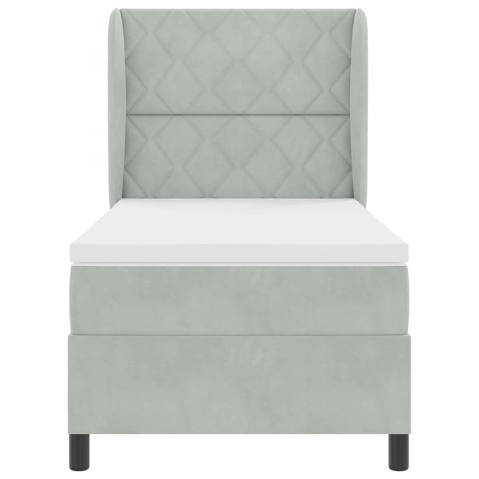 Pat cu arcuri cu headboard Gri deschis 200 x 100 cm Catifea - WALTI WALTI