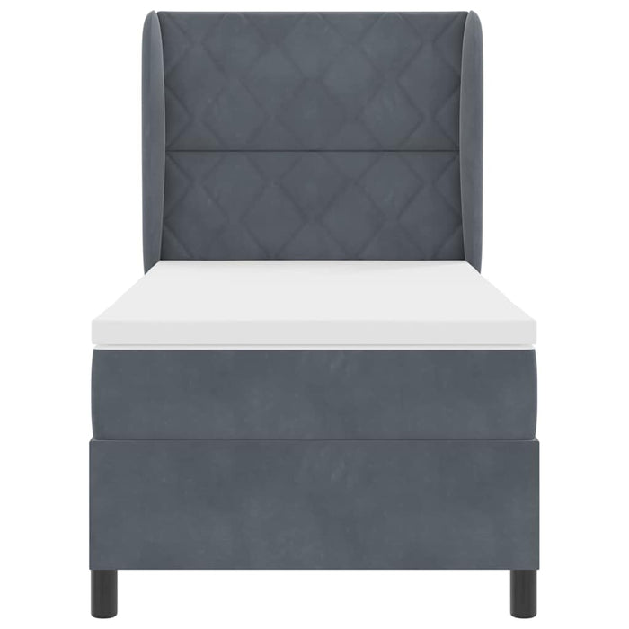 Pat cu arcuri cu headboard Gri închis 200 x 100 cm Catifea WALTI