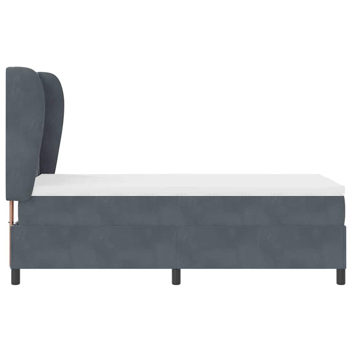 Pat cu arcuri cu headboard Gri închis 200 x 100 cm Catifea WALTI