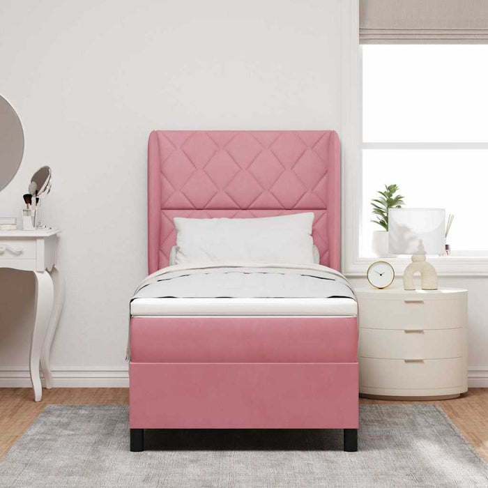 Pat cu arcuri cu headboard Manual Roz 200 x 100 cm Catifea - WALTI WALTI