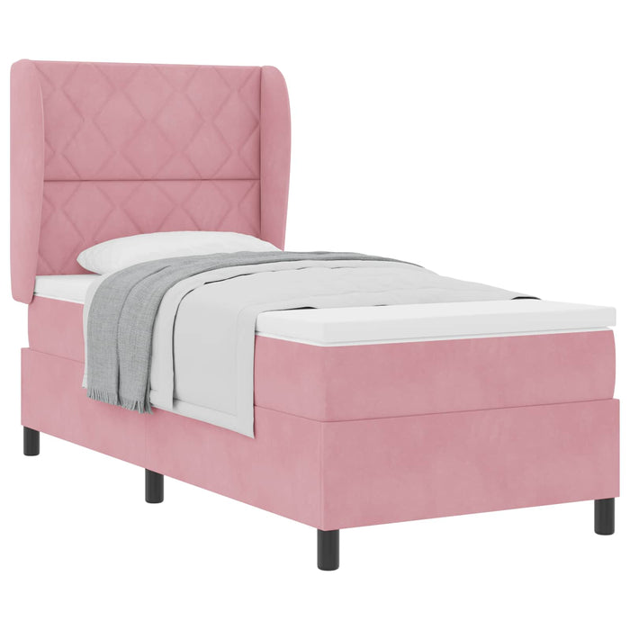 Pat cu arcuri cu headboard Manual Roz 200 x 100 cm Catifea - WALTI WALTI