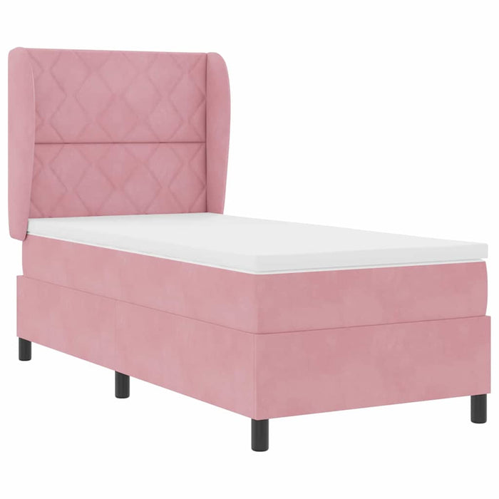 Pat cu arcuri cu headboard Manual Roz 200 x 100 cm Catifea - WALTI WALTI