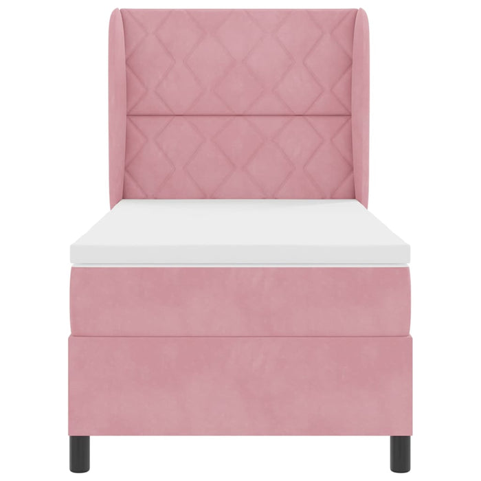 Pat cu arcuri cu headboard Manual Roz 200 x 100 cm Catifea - WALTI WALTI