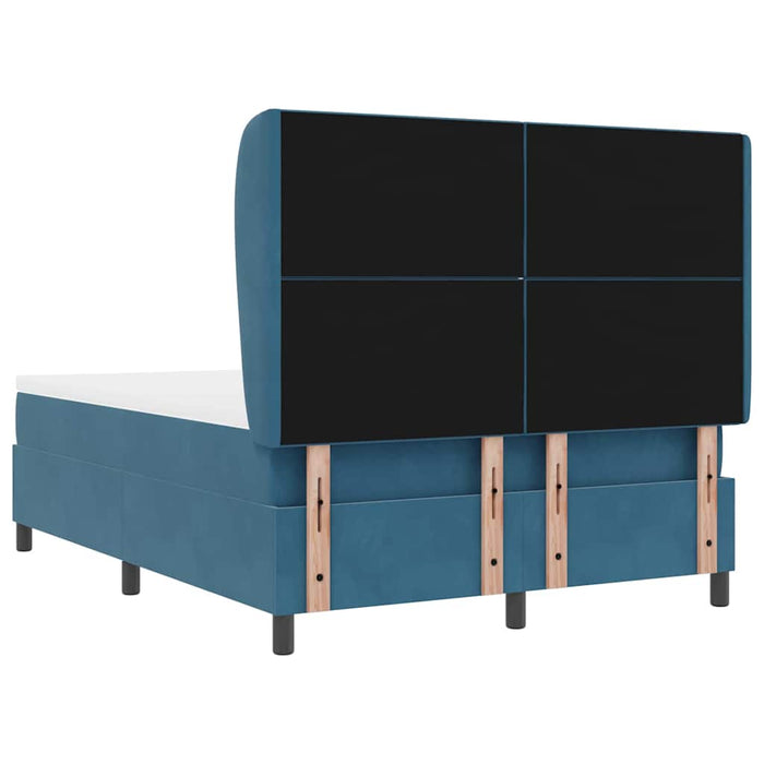 Pat cu arcuri cu headboard Albastru închis 190 x 140 cm Catifea WALTI