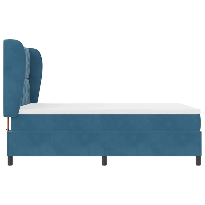 Pat cu arcuri cu headboard Albastru închis 190 x 140 cm Catifea WALTI