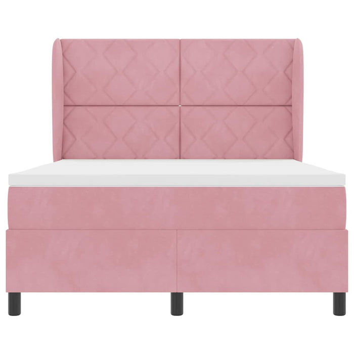 Pat cu arcuri cu headboard Manual Roz 190 x 140 cm Catifea - WALTI WALTI