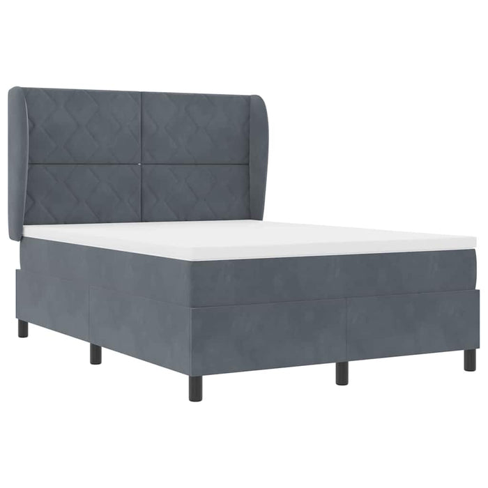 Pat cu arcuri cu headboard Gri închis 200 x 140 cm Catifea WALTI