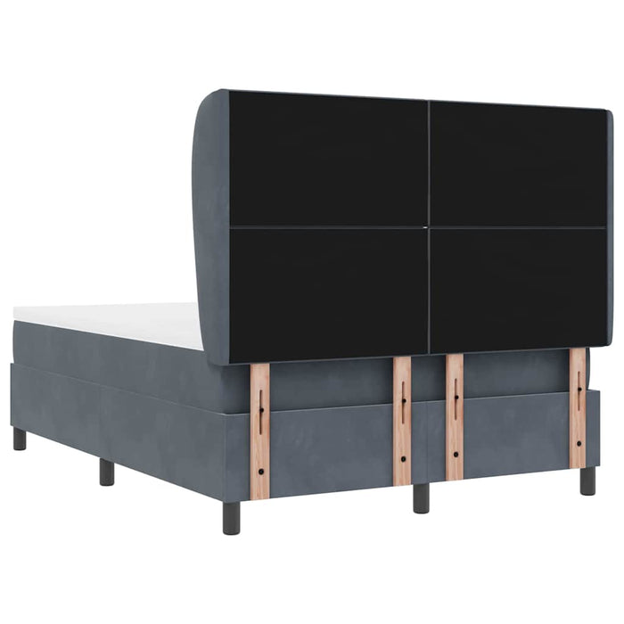 Pat cu arcuri cu headboard Gri închis 200 x 140 cm Catifea WALTI