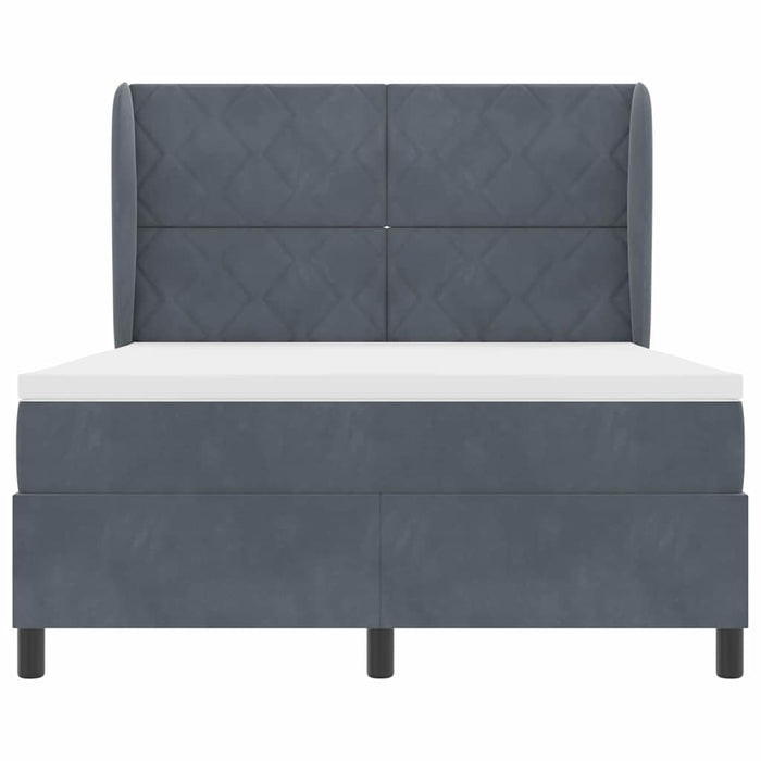 Pat cu arcuri cu headboard Gri închis 200 x 140 cm Catifea WALTI