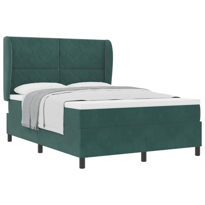 Pat cu arcuri cu headboard Verde închis 200 x 140 cm Catifea WALTI