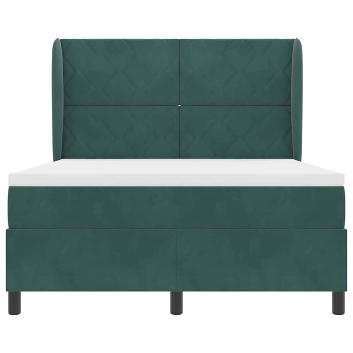 Pat cu arcuri cu headboard Verde închis 200 x 140 cm Catifea WALTI